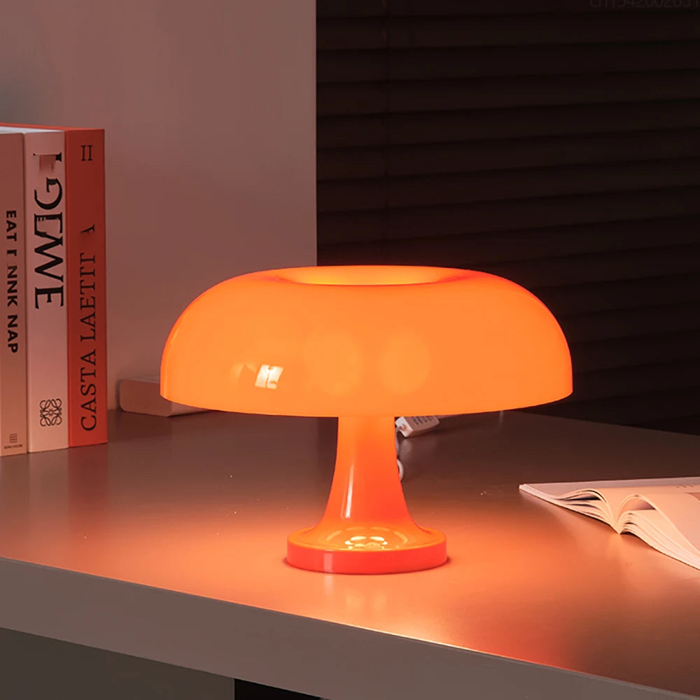 Vintage style Bauhaus mushroom table lamp close-up