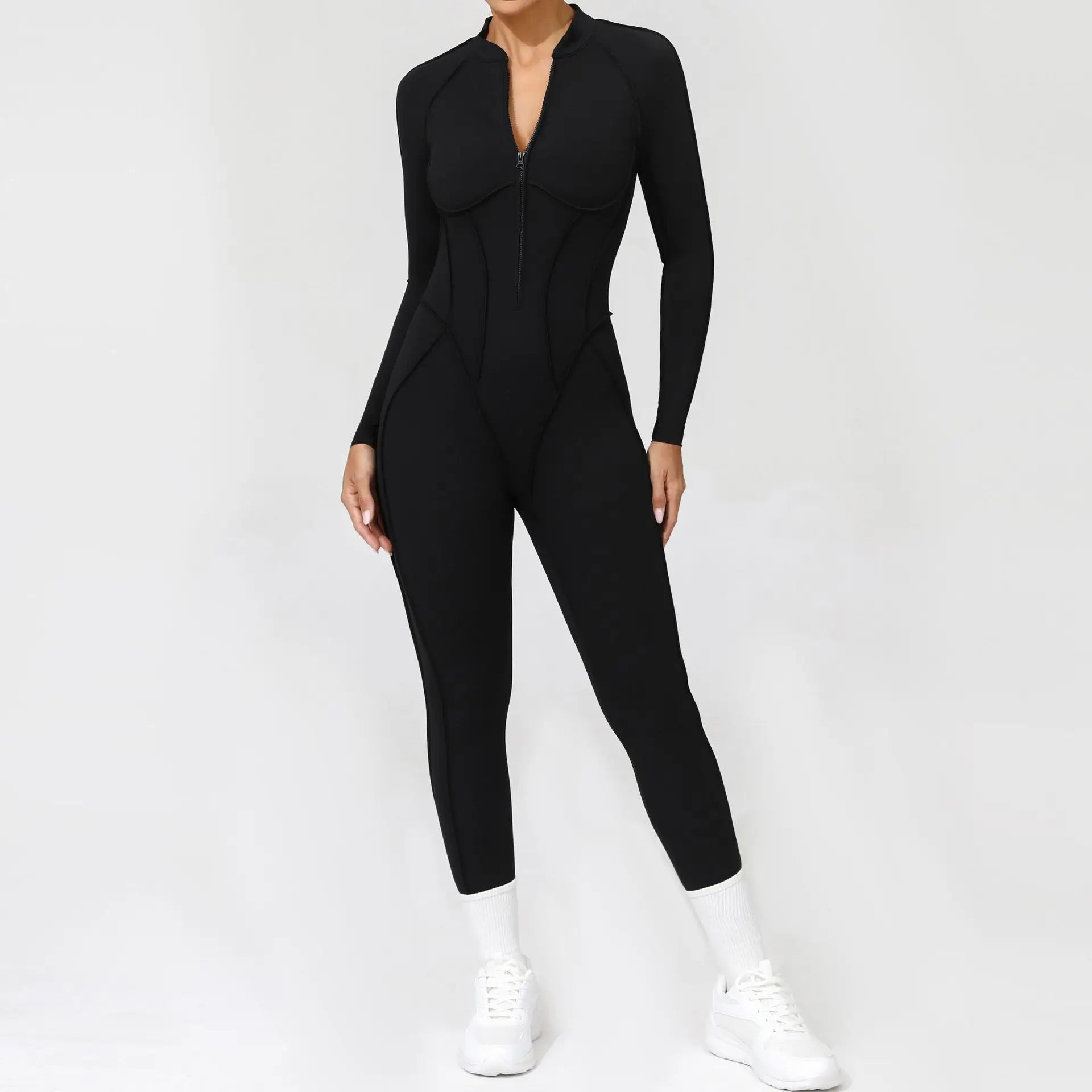 Seamless Yoga Jumpsuit for Women – Long Sleeve Workout & Training Bodysuit