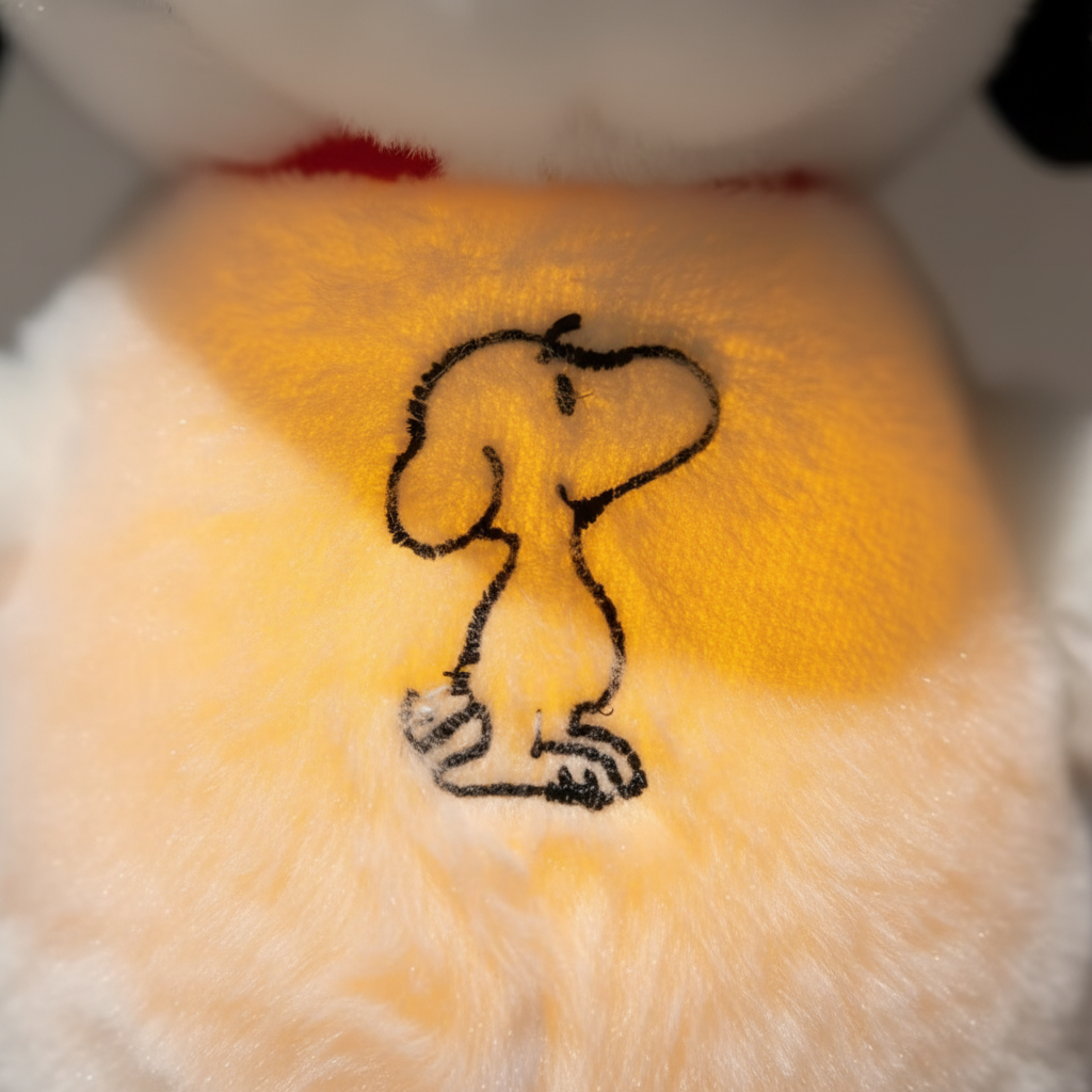 Close-up of a yellow patch with a black outline of a dog on a white background