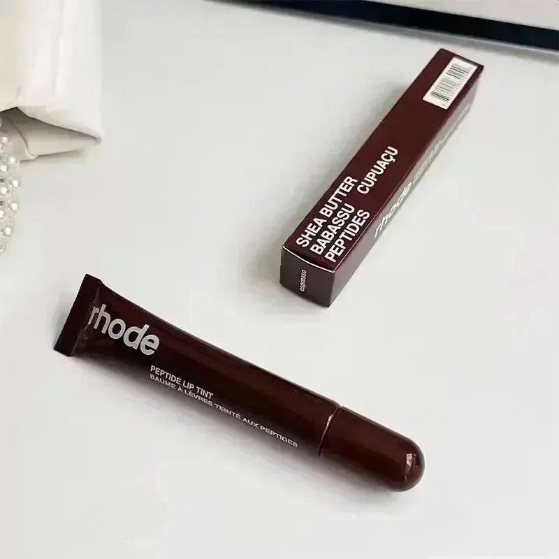 RHODE Espresso Lip Gloss Phone Case for iPhone, dark brown coffee color with lip balm holder