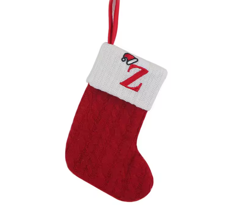 Personalized Knitted Christmas Stockings – Snowflake & Letter Design Gift Idea