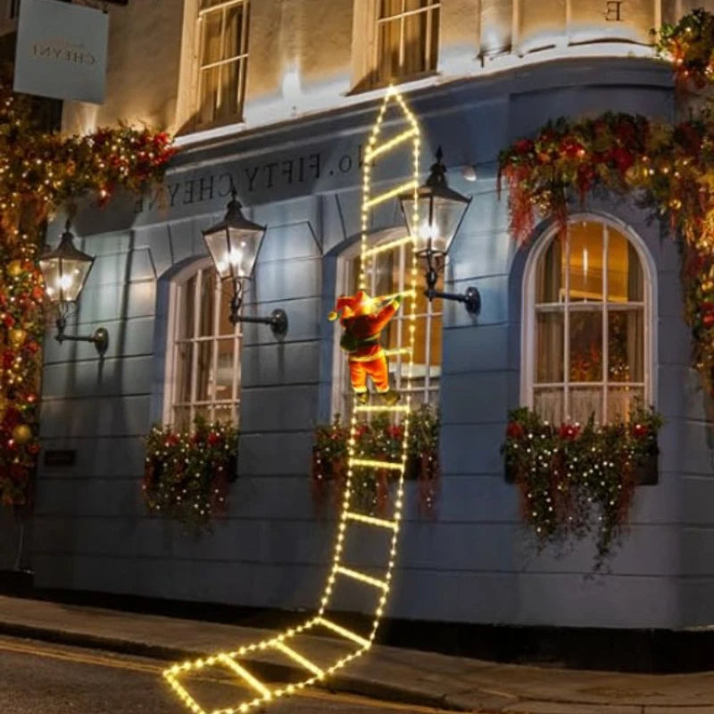 LED Santa Claus climbing rope Christmas decoration with lights