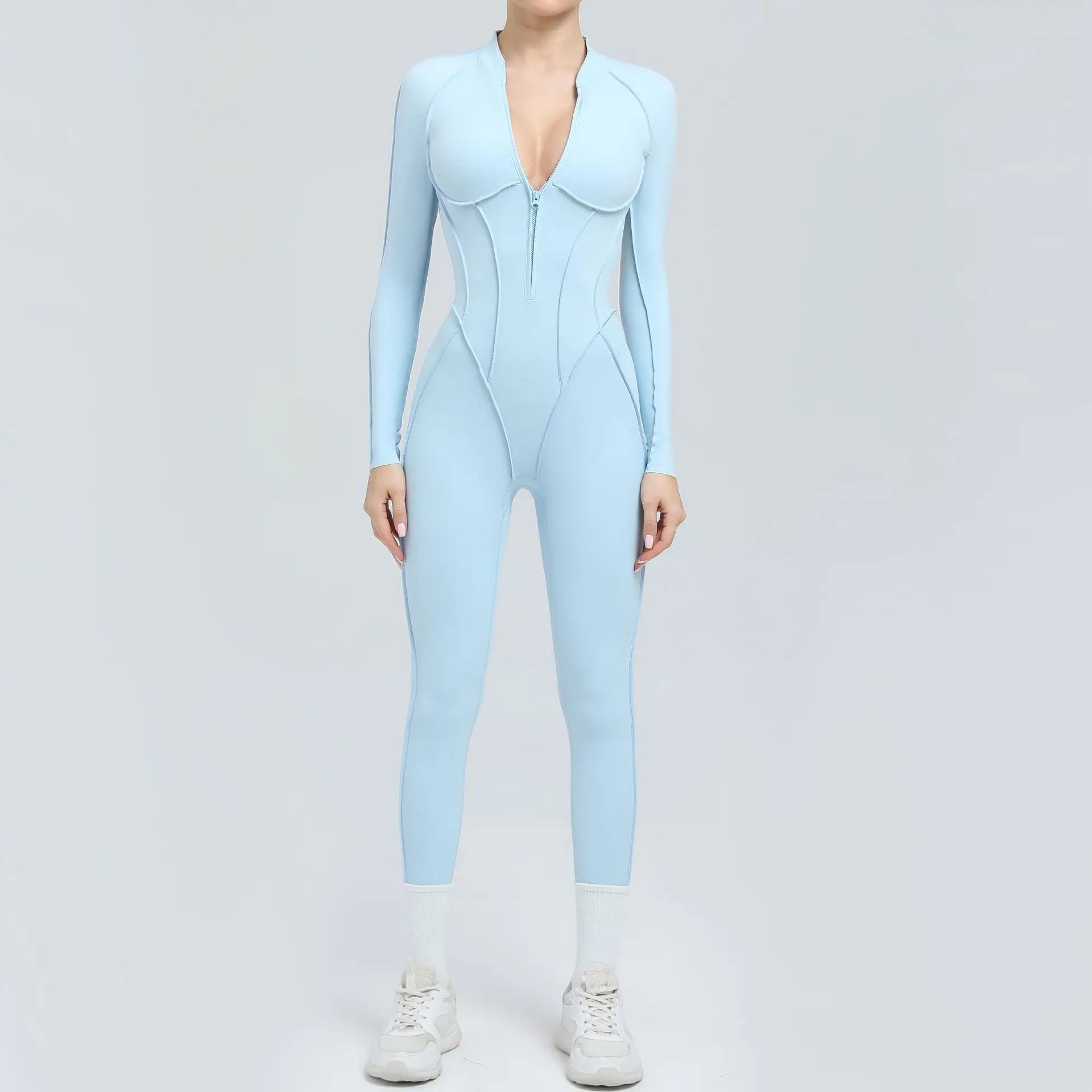 Seamless Yoga Jumpsuit for Women – Long Sleeve Workout & Training Bodysuit