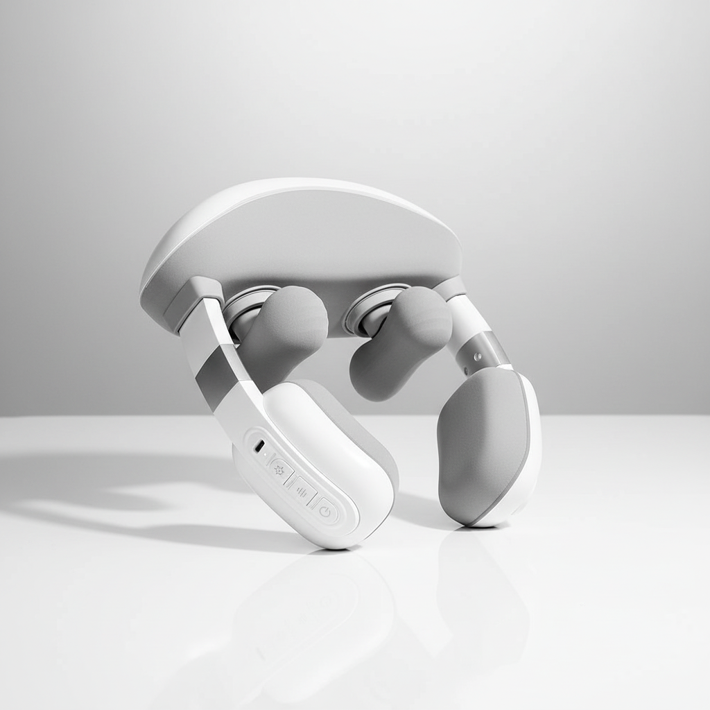 White VR headset on a light gray background