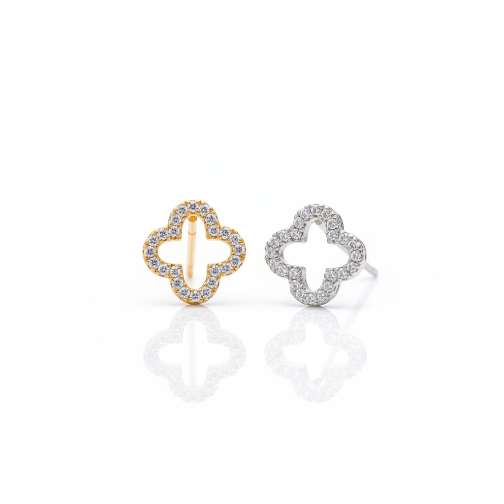 Stud Earrings – Hollow Four Leaf Clover Earrings